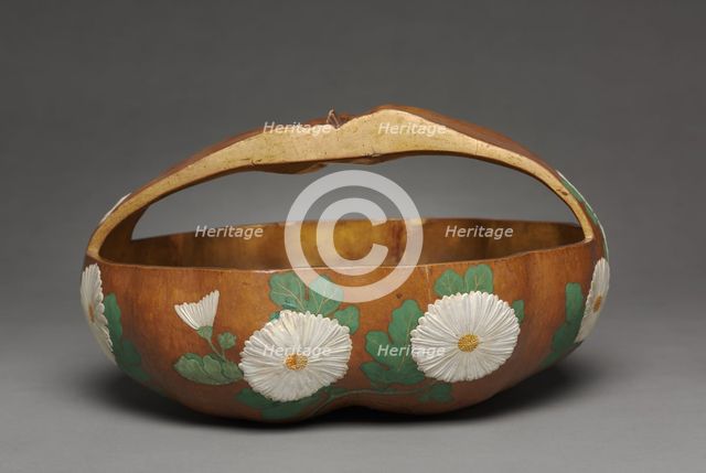 Gourd Basket with Chrysanthemum Design, 1700s. Creator: Ogata Korin (Japanese, 1658-1716), attributed to.