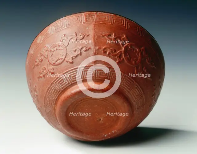 Gourd-moulded bowl with lacquer interior, China, c1736-c1795. Creator: Unknown.