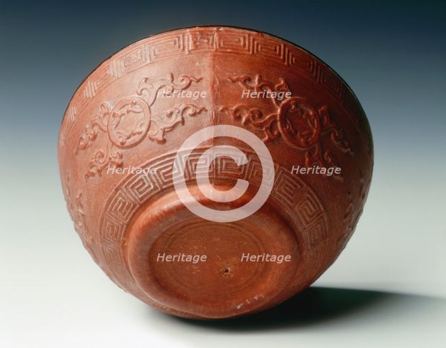 Gourd-moulded bowl with lacquer interior, China, c1736-c1795. Creator: Unknown.