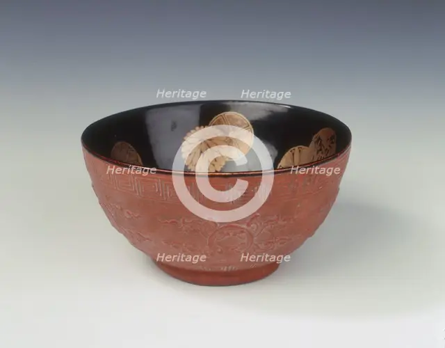 Gourd-moulded bowl with lacquer interior, China, c1736-c1795. Creator: Unknown.