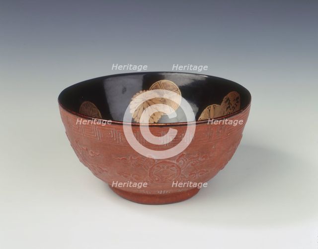 Gourd-moulded bowl with lacquer interior, China, c1736-c1795. Creator: Unknown.