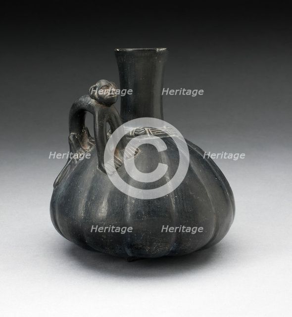 Gourd-Shaped Blackware Jar with Standing Puma on Shoulder, 200 B.C./A.D. 200. Creator: Unknown.