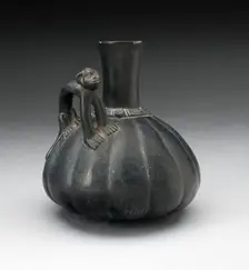 Gourd-Shaped Blackware Jar with Standing Puma on Shoulder, 200 B.C./A.D. 200. Creator: Unknown