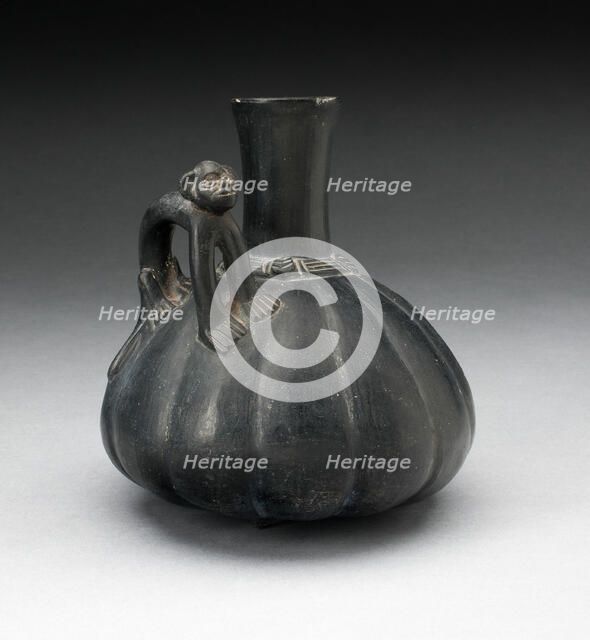 Gourd-Shaped Blackware Jar with Standing Puma on Shoulder, 200 B.C./A.D. 200. Creator: Unknown.