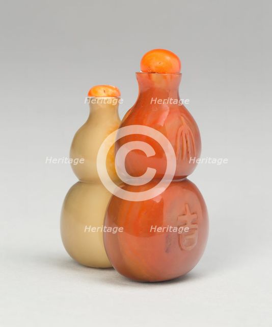 Gourd-Shaped Double Snuff Bottle, Qing dynasty (1644-1911), 1780-1880. Creator: Unknown.