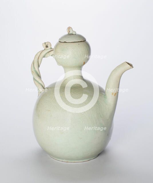 Gourd-Shaped Ewer with Twisted Handle, Korea, Goryeo dynasty (918-1392), mid-12th century. Creator: Unknown.