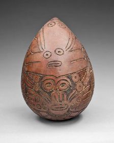 Gourd with Rattle Incised with Costumed Ritual Perfomer, 180 B.C./A.D. 500. Creator: Unknown