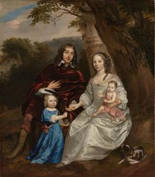 Govert van Slingelandt (1623-90), lord of Dubbeldam. With his first wife Christina van Beveren and t Creator: Jan Mytens