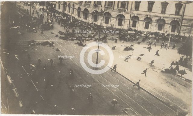 Government Troops Firing on Demonstrators, July 4, 1917, 1917. Artist: Bulla, Karl Karlovich (1853-1929)