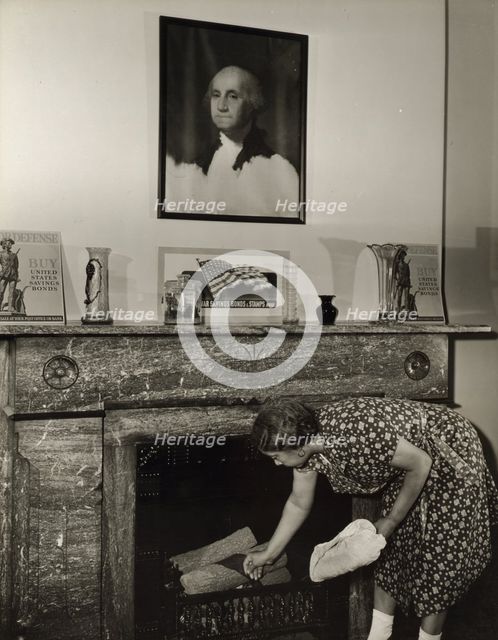 Government charwoman cleaning after regular working hours, Washington, D.C., 1942. Creator: Gordon Parks.