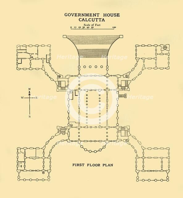 'Government House Calcutta - First Floor Plan', 1925. Creator: Unknown.