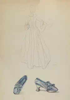 Gown and Slipper, c. 1936. Creator: Gwyneth King