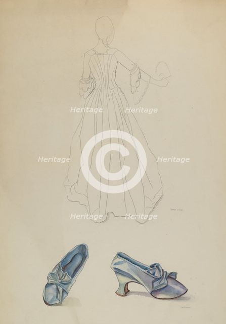 Gown and Slipper, c. 1936. Creator: Gwyneth King.