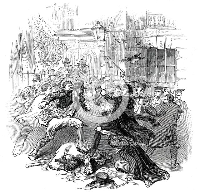 Gown and Town Row, at Oxford, 1845. Creator: Unknown.