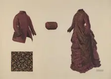 Gown, Coat, and Muff, 1935/1942. Creator: Douglas Campbell