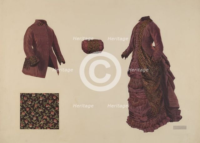 Gown, Coat, and Muff, 1935/1942. Creator: Douglas Campbell.