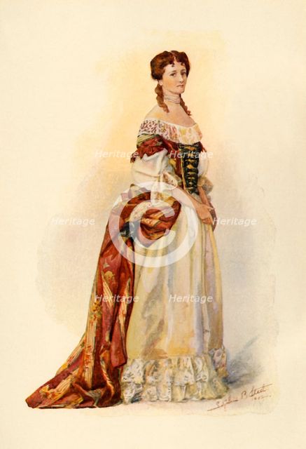 'Gown of red brocade worn in the Barbados Colony c1685', 1903, (1937). Creator: Sophie B Steel.