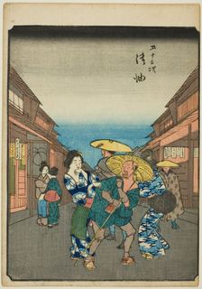 Goyu, from the series "Fifty-three Stations [of the Tokaido] (Gojusan tsugi)," also known..., 1852. Creator: Ando Hiroshige