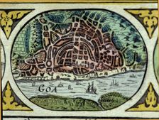 Goa, colored engraving from the book Le Theatre du monde or Nouvel Atlas 1645, created, prin…