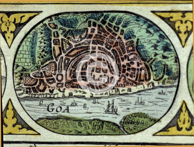 Goa, colored engraving from the book 'Le Theatre du monde' or 'Nouvel Atlas', 1645, created, prin…