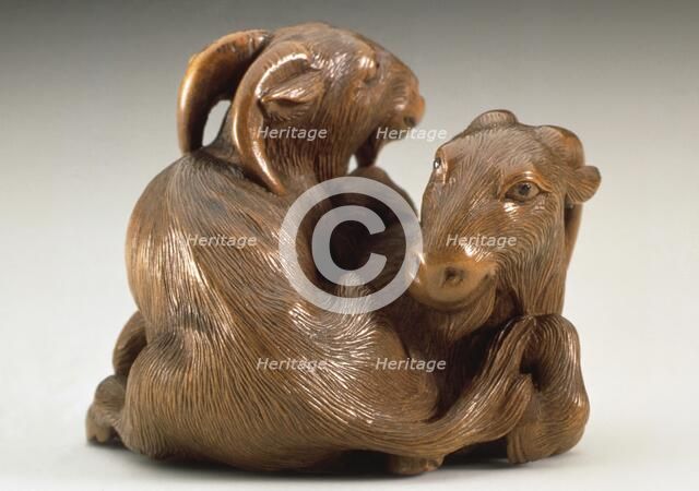 Goat Pair, Early to mid-19th century. Creator: Sukenao.