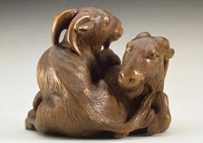 Goat Pair, Early to mid-19th century. Creator: Sukenao