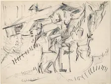 Goatherd with Goats, 1917. Creator: Ernst Kirchner