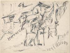 Goatherd with Goats, 1917. Creator: Ernst Kirchner
