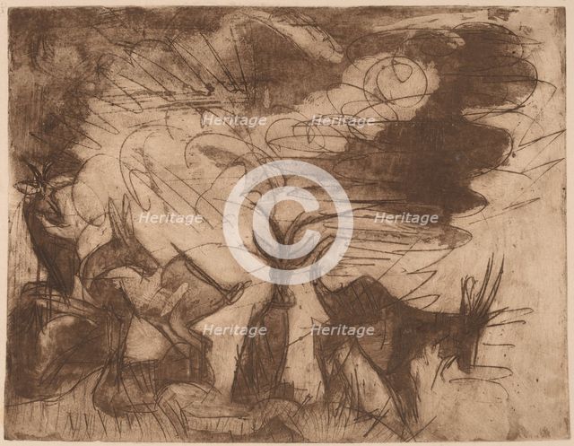 Goats and Clouds, 1919. Creator: Ernst Kirchner.