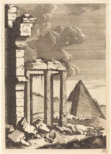 Goats before Ruins and a Pyramid, c. 1650. Creator: Bernhard Zaech