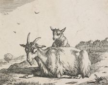 Goats: Plate 6: Nanny goat and kid, Mid 17th century. Creator: Marcus de Bye