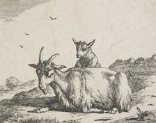 Goats: Plate 6: Nanny goat and kid, Mid 17th century. Creator: Marcus de Bye