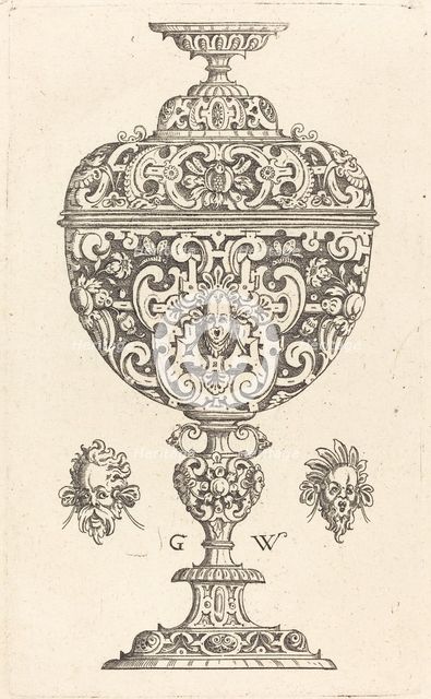 Goblet decorated with a masque with open mouth, published 1579. Creator: Georg Wechter I.