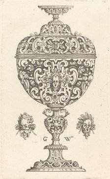 Goblet decorated with a masque with open mouth, published 1579. Creator: Georg Wechter I