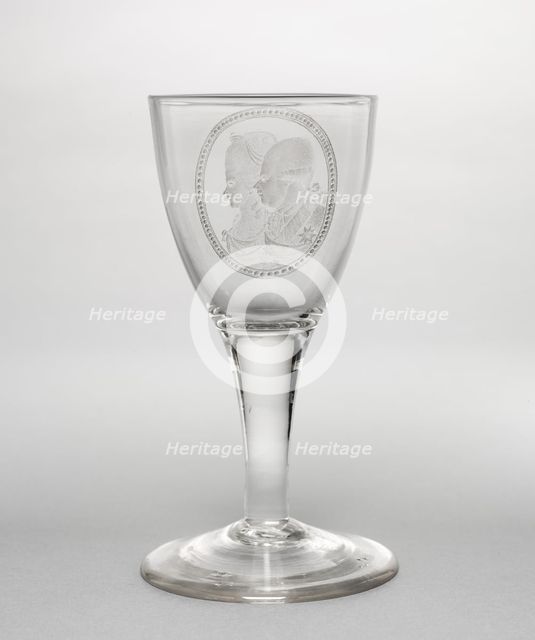 Goblet: Portrait of William V, Prince of Orange and his wife..., c. 1780. Creator: David Wolff (Dutch, 1732-1798), manner of.
