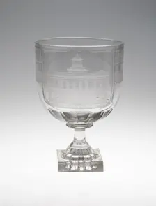 Goblet (Rummer): Celebrating Ships, Colonies, and Commerce, England, c. 1830. Creator: Unknown
