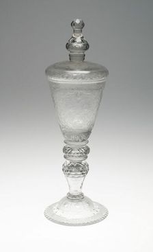 Goblet with Cover, Brunswick, c. 1750. Creator: Probably engraved by Johann Heinrich Balthasar
