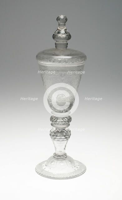 Goblet with Cover, Brunswick, c. 1750. Creator: Probably engraved by Johann Heinrich Balthasar.