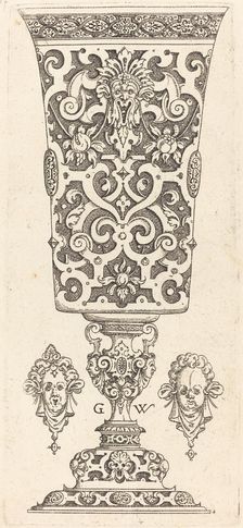 Goblet with base decorated with two large scallops, published 1579. Creator: Georg Wechter I