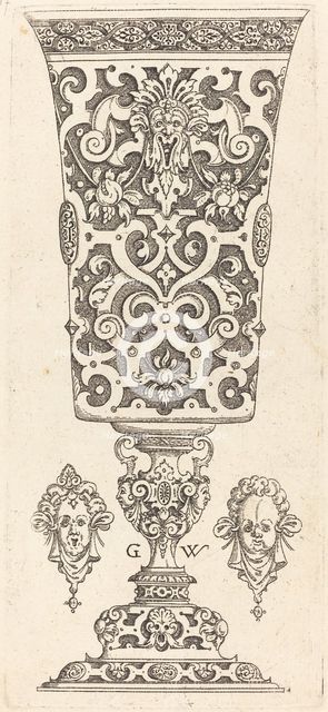 Goblet with base decorated with two large scallops, published 1579. Creator: Georg Wechter I.