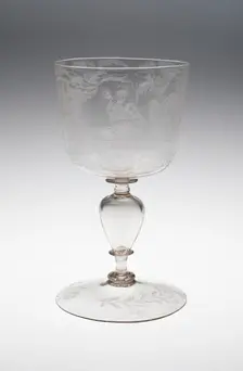 Goblet with Peasant Dancers and Musicians, Netherlands, Late 17th century. Creator: Probably engraved by Willem Mooleyser