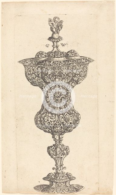 Goblet with Putto on lid, published 1579. Creator: Georg Wechter I.