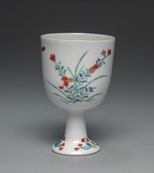 Goblet with Three Sprigs of Flowers: Ko Imari Type, c. 1700. Creator: Unknown
