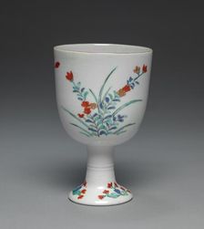 Goblet with Three Sprigs of Flowers: Ko Imari Type, c. 1700. Creator: Unknown