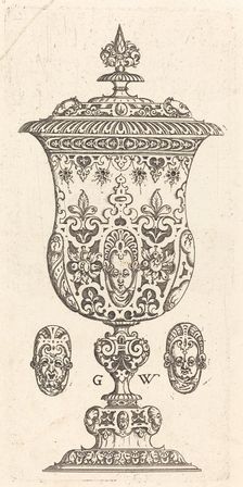 Goblet with two Masques on lid, published 1579. Creator: Georg Wechter I