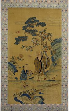 God of Longevity (Shoulao) and boy, 19th century. Creator: Unknown