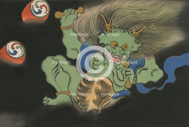 God of Thunder (Raijin). From the series "A World of Things (Momoyogusa)", 1909-1910. Creator: Sekka, Kamisaka (1866-1942).