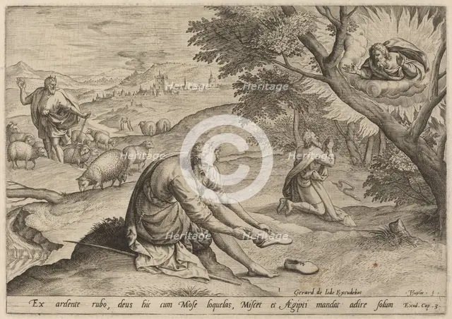 God Appearing to Moses, 1585. Creator: Johann Sadeler I.