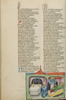 God Appearing to Samuel in his Dream: Eli in Prayer; Weltchronik, about 1400-1410. Creator: Unknown
