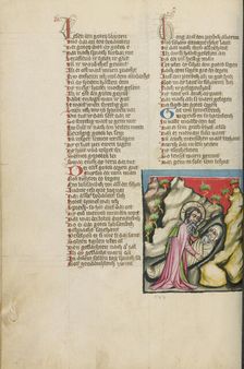 God Burying Moses; Weltchronik, about 1400-1410. Creator: Unknown